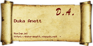 Duka Anett névjegykártya
