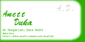 anett duka business card